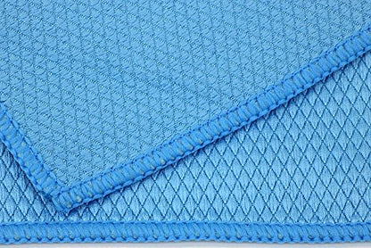 [Diamond Glass] Microfiber Window and Chrome Microfiber Towel (16"x16") Blue - 10 Pack | Streak-Free, Lint-Free Glass Cleaning - color: Blue, size: 10 pack