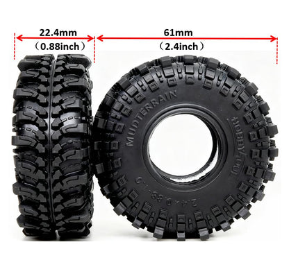 1.0 Crawler Tires 61 * 22.4mm Super Soft Sticky Mud Tyre for RC 1/18 TRX4M 1/24 AX24 SCX24 FCX24 Upgrades - style: 1.0 Tires 61mm Tall