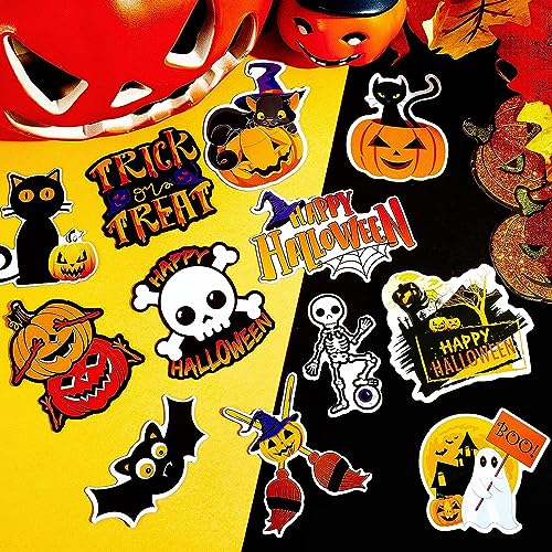 QODOLSI 12 Pieces Halloween Stickers, Bat Decals, Pumpkin Ghost Decals, Halloween Party Refrigerator Stickers Pumpkin Stickers, for Locker Garage Door Decorative