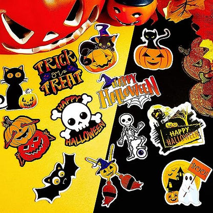 QODOLSI 12 Pieces Halloween Stickers, Bat Decals, Pumpkin Ghost Decals, Halloween Party Refrigerator Stickers Pumpkin Stickers, for Locker Garage Door Decorative