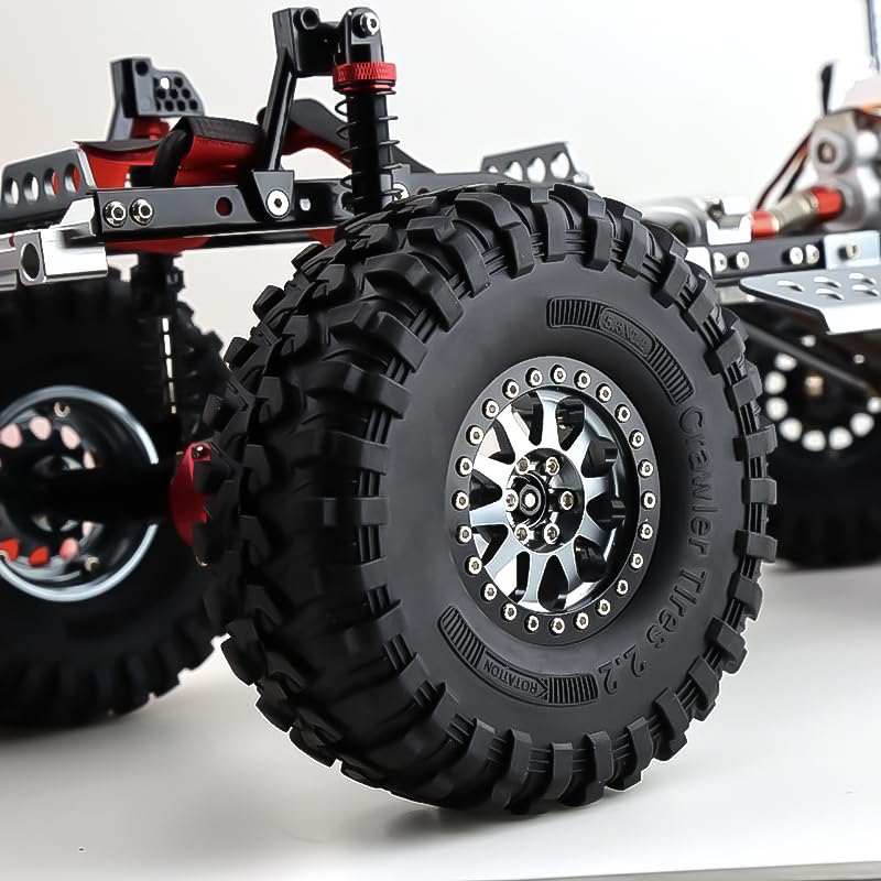 REDSPIDER 2.2 RC Crawler Tires with Foam Inserts, 4PCS 130mm Soft Rubber Mud Terrain Tires All Terrain Rock Crawler Tyres for 1/10 RC Crawler Car TRX4 SCX10 II III 90046 Capra Redcat Gen8