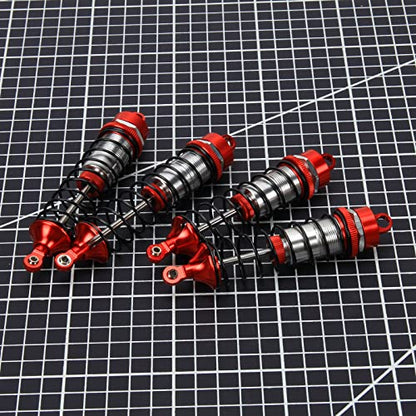 RCAWD Heavy-Duty Full Metal Front and Rear Shock Absorbers for ARRMA 1/10 GORGON 4X2(Red)