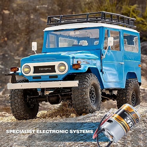 BEEZRC FMS 1/10 RC Crawler FJ40 Toyota Licensed RS 4WD 2.4G Model Rc Car Hobby 4x4 RC Rock Crawler Offroad RC Truck Remote Control Car with Transmitter for Adults (Blue) FMS11035RSBU - color: Blue