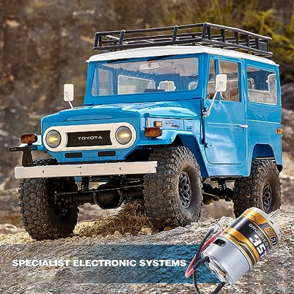 BEEZRC FMS 1/10 RC Crawler FJ40 Toyota Licensed RS 4WD 2.4G Model Rc Car Hobby 4x4 RC Rock Crawler Offroad RC Truck Remote Control Car with Transmitter for Adults (Blue) FMS11035RSBU - color: Blue