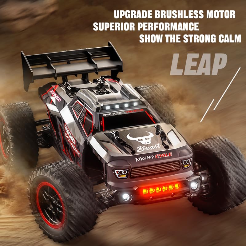 Levodan 49+mph Brushless Fast RC Car Adults, 1/16 2.4Ghz Waterproof Remote Control Car All-Terrain Crawler, 4 WD Offroad Truggy, 3 Batteries, Red, SG316MAX - color: 3 Batties(red)