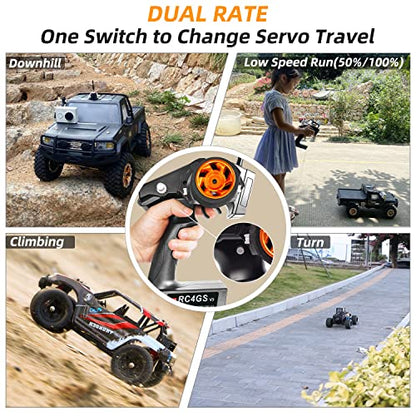 Radiolink RC4GS V3 2.4G 5 Channels RC Radio Transmitter and R6FG Gyro, R6F 6 CH Set for Crawler Truck Car Boat and More