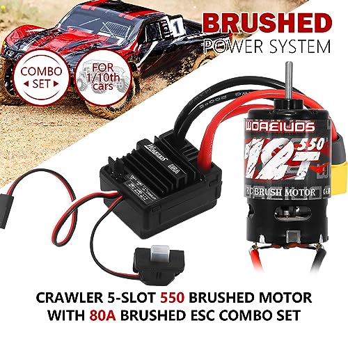 550 Brushed Motor 12T & 80A ESC Brushed Motor ESC & Heatsink Combo for 1/10 RC Truck Car Slash Arrma Granite Senton Typhon Redcat Axial HPI - size: 12T Motor&80A ESC&Heatsink Combo
