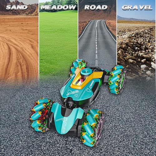 Gesture Sensing RC Stunt Car,Remote Control Car Toys for Ages 5-7-13,with Lights Music Spray,4WD 360° Spins All Terrains Kids Toys RC Cars,3-6 Year Old Boy Birthday Gift & 3-12 Best Gift for Kids - style: SKY