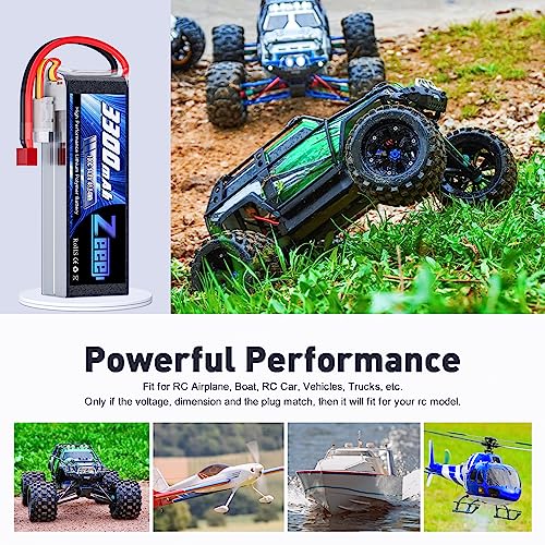 Zeee 4S Lipo Battery 3300mAh 14.8V 100C Soft Pack RC Battery with T Plug for RC Airplane Helicopter RC Boat UAV Drone FPV RC Car Truck Boat(2 Pack)