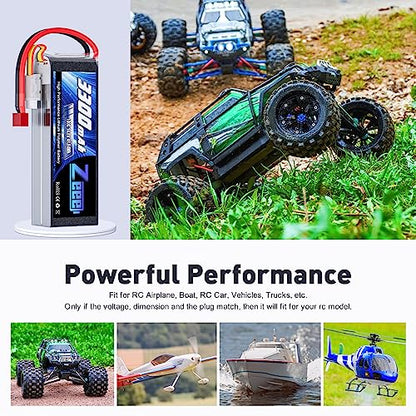 Zeee 4S Lipo Battery 3300mAh 14.8V 100C Soft Pack RC Battery with T Plug for RC Airplane Helicopter RC Boat UAV Drone FPV RC Car Truck Boat(2 Pack)