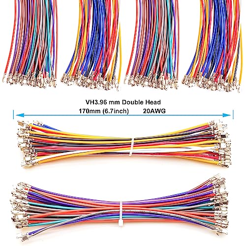 JST Connector Kit 3.96mm Pitch JST-VH 3.96 Female Connector with Premium 20AWG Pre-Crimped Cables,VH 3.96mm Connector 2/3/4/5/6/7/8/9/10 Pin Female Housing (VH-MM-Kit) - size: JST-3.96MM-VH