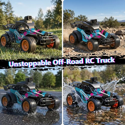 RC Car with Camera, RC Truck, FPV Remote Control Car, 2.4GHz 2.8" Screen, 60° Adjustable Camera, Live Video, APP/Radio Dual Control, 2 Speeds, Rechargeable Off-Road RC Cars, Gift for Adults&Kids - color: Pink