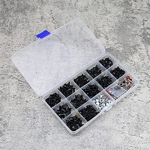 510pcs Universal RC Screw Kit Screws Assortment Set, Repair Tool M3 M4 Hex Screws RC Repair Tool Kit Hardware for 1:8 1:10 1:12 1:16 Scale RC Cars Trucks Crawler