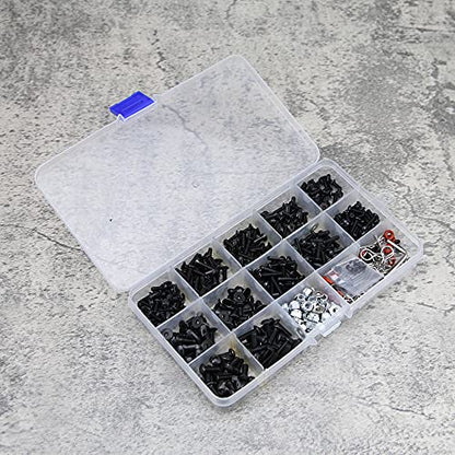 510pcs Universal RC Screw Kit Screws Assortment Set, Repair Tool M3 M4 Hex Screws RC Repair Tool Kit Hardware for 1:8 1:10 1:12 1:16 Scale RC Cars Trucks Crawler
