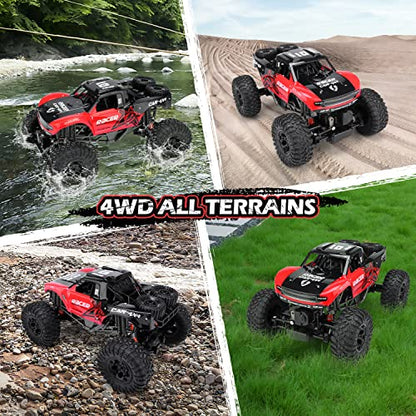 RC Trucks 4x4 Offroad Waterproof - 1:12 Scale Large Amphibious Remote Control Car, Dual Motors Crawler Vehicle, Monster Truck Toys with 2 Rechargeable Batteries, Best Gift for Kids Adults | 2 Rechargeable Batteries Dual Motors Crawler Vehicle Monster Truc