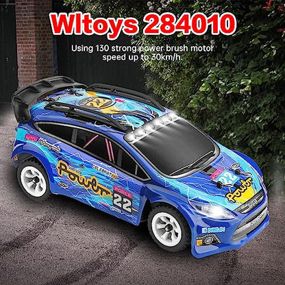 WLtoys 284010 1/28 4WD Mini RC Drift Car with 3 Batteries | 30km/h speed, 2.4G V8 remote & LED lights, hobby toy for adults - color: Wltoys 284010