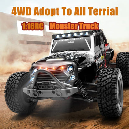 70 km/h Brushless Remote Control Car for Adults, 1/16 RC Waterproof Monster Truck, 2.4 GHz All Terrain Offroad Drift Car, 4WD RC Buggy, 3 Batteries (Blue) - color: 16103pro,3 Batteries(black)