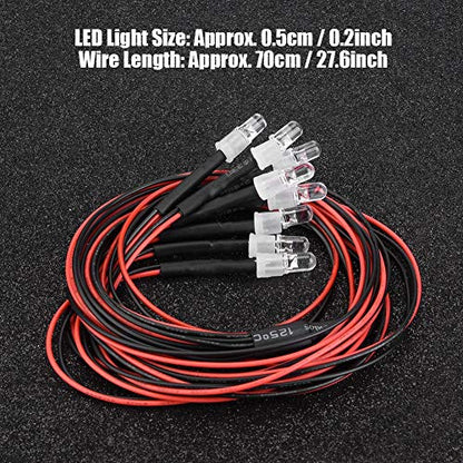 RC Car LED Lights, 8 Pcs 5mm LED Lights Headlights and Taillights for RC Model Drift Car Accessory