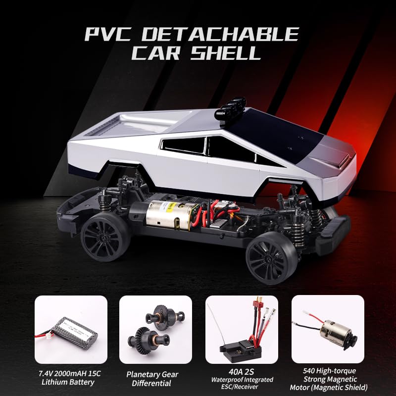 1/14 Scale Mini Drift Racing RC Car for Adult, 4WD High-Speed 48km/h Simulation Remote Controll Racing Cars Vehicle with LED Spotlight and Dual Tires