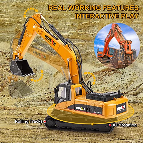 1/40 Scale Metal Excavator Toy, Diecast Construction Equipment Digger Trucks Toys for Boys Kids - style: Excavator