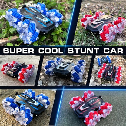 LOOZIX Gesture Sensing RC Stunt Car, Remote Control Car for Boys and Girls | 4WD Remote Control Car, with Lights Music, Bitthday Gifts,Toys For Boys and Girls 6 7 8 9 10 11 12 Years Old - color: Red