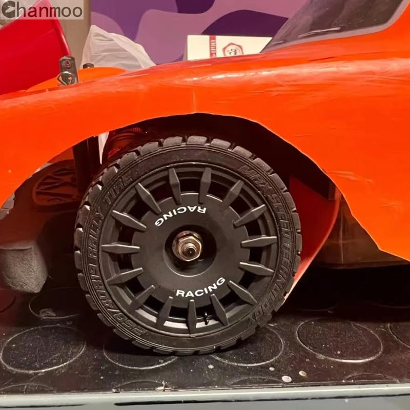 1/10 RC Rally Car Tires On Road Tyres 12mm Hex Plastic Wheels Rims Compatible with 1/10 Scale Racing Car Tamiya TT01 TT02 XV01 TA06 PTG2 HPI KYOSHO HSP RC On-Road Car 4PCS(Gray) - color: Gray