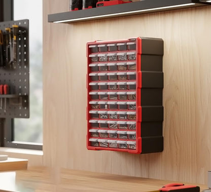 Small Parts Organizer for Hardware & Screws | 60 Removable Bins with Dividers | Wall Mount or Desktop Craft & Lego Storage Cabinet | 19” x 15” x 6” BX08-4016 - style: 60 Drawers