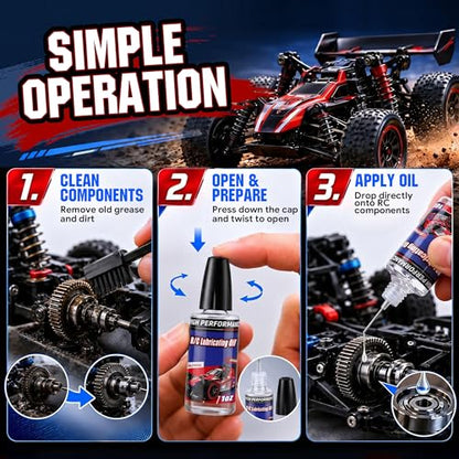 2 Bottles RC Lubricating Oil 1oz, Synthetic Oil for Lubricating R/C, Silicone Bearing Lubricant for RC Cars, Gear Lubricant for Motors, Bearings, Shafts and Moving Parts