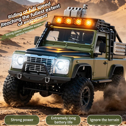 KF90 1/12 Scale 4WD RC Rock Crawler, All-Terrain Off-Road Truck with 2.4GHz Full Proportional Control, LED Lights, 7.4V 1200mAh, Waterproof RTR Hobby Grade RC Car for Adults, Green - color: Green