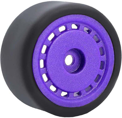 4PCS Pre-Glued On-Road Drift Racing Smooth Rubber Tires and Wheel Rims Set 7MM Hexagon for 1/24 Losi Micro-B RC Car Upgrades Parts (Purple) - color: Purple