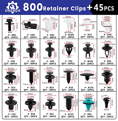 Car Push Retainer Clips 845pcs with 24Most Popular Push Pins Automotive Parts Sizes Auto Screw Trim Clip Assortment with Cable Ties and Blue Fastener Remover for Ford GM Toyota Honda Chrysler Nissan - size: Car Clips 845PCS-Blue