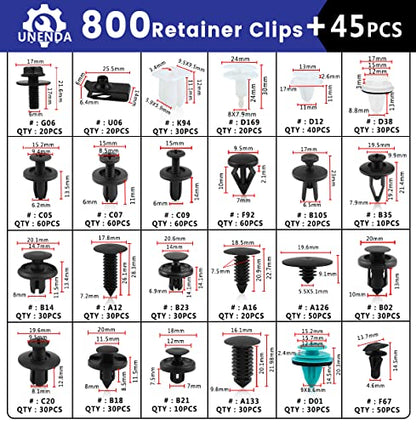 Car Push Retainer Clips 845pcs with 24Most Popular Push Pins Automotive Parts Sizes Auto Screw Trim Clip Assortment with Cable Ties and Blue Fastener Remover for Ford GM Toyota Honda Chrysler Nissan - size: Car Clips 845PCS-Blue