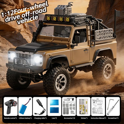 KF90 1/12 Scale 4WD RC Rock Crawler, All-Terrain Off-Road Truck with 2.4GHz Full Proportional Control, LED Lights, 7.4V 1200mAh, Waterproof RTR Hobby Grade RC Car for Adults, Yellow - color: Yellow