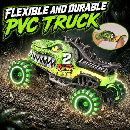 Remote Control Monster Truck Toys for Kids 6-12, Dino RC Car Monster Trucks | 1:18 Scale, Lights, 2.4Ghz, All Terrain Dinosaur Off-Road RC Monster Truck Toys for Kids & Adults, Christmas & Birthday Gifts