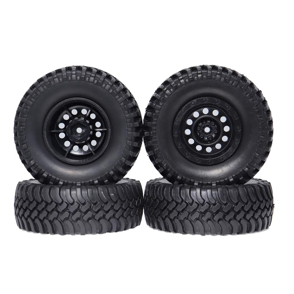 REhobby 4PCS 1/10 Scale OD 100MM 1.9inch Wheel Tires 12mm Hex Plastic Hub for 1:10 Tamiya CC01 D90 D110 SCX10 Rock Crawler Car