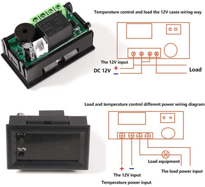UMLIFE 2PCS Temperature Controller -50 to 110 Celsius (-58 to 230 F) DC 12V Programmable Heating/Cooling Thermostat Control Switch Module NTC Waterproof Sensor Probe Dual Color LED Display Monitor - style: 2PCS