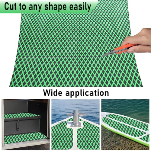 98.4"X43.31" Boat Flooring Self-Adhesive EVA Foam Boat Decking Marine Yacht RV Pool Non-Skid - color: Black and green