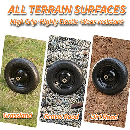 14.5" Wheelbarrow Tire, 3.50-8” Pneumatic Tire, Universal Wheelbarrow Wheel for 4.80/4.00-8”, 4.00-6”, and 2.50-8”, with 6" Centered Hub, 5/8" Axle Bore Hole, Sealed Bearings - size: 14.5" Pneumatic Tire ( 1 PACK )
