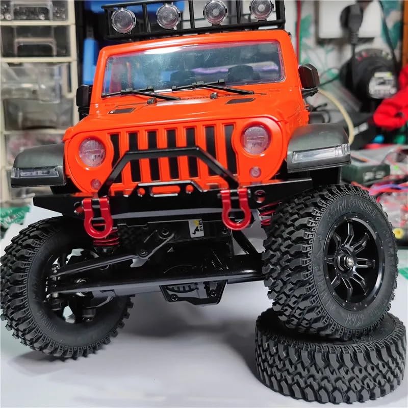 for MN128 MN 128 Metal Front and Rear Bumper with Tow Hook 1/10 RC Crawler Car Upgrade Parts Accessories(Front Rear Black)