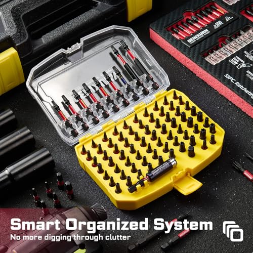 83Pieces Impact Screwdriver Bits Set, Magnetic S2 Steel Torx/Security Torx Insert Power Bits Tips Set with Impact Bit Holder and 1/4”Socket Adapter (Yellow Storage Box Case)