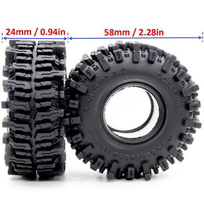 1.0 Crawler Tires 58mm Tall Mud Slingers 4-Pack Fit TRX4M SCX24 | Super soft sticky mud terrain 1.0'' tire tyre, premium upgrade replacement parts for 1/18 & 1/24 micro RC Crawlers Trucks - style: 1.0 Mud Slingers Tires-58mm Tall