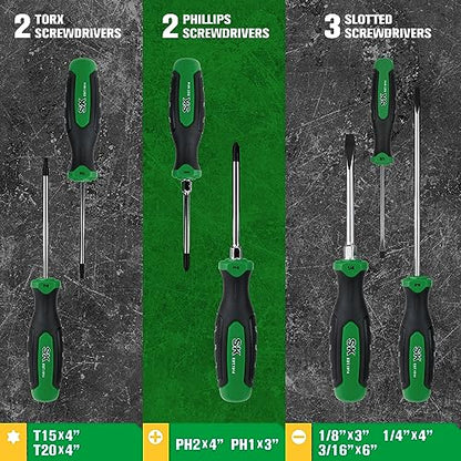 SK 7-Piece Magnetic Screwdriver Set, Slotted/Phillip/Star Screwdrivers | S2 Steel, Heat-Treated Chrome Plating Shaft, Black Oxide Tip, SureGrip Handle - size: 7PC