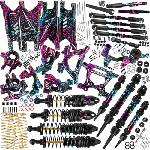 Upgrades Part for 1/10 Slash/Rustler/Stampede/Hoss 4x4 VXL,RC Shock Absorbers&Suspension Arms&Drive Shaft Axles&Steering Knuckle Kit&Shock Tower&Adjustable Links&Steering Block,Colour - color: Colour(parts)