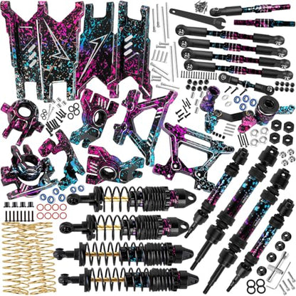 Upgrades Part for 1/10 Slash/Rustler/Stampede/Hoss 4x4 VXL,RC Shock Absorbers&Suspension Arms&Drive Shaft Axles&Steering Knuckle Kit&Shock Tower&Adjustable Links&Steering Block,Colour - color: Colour(parts)