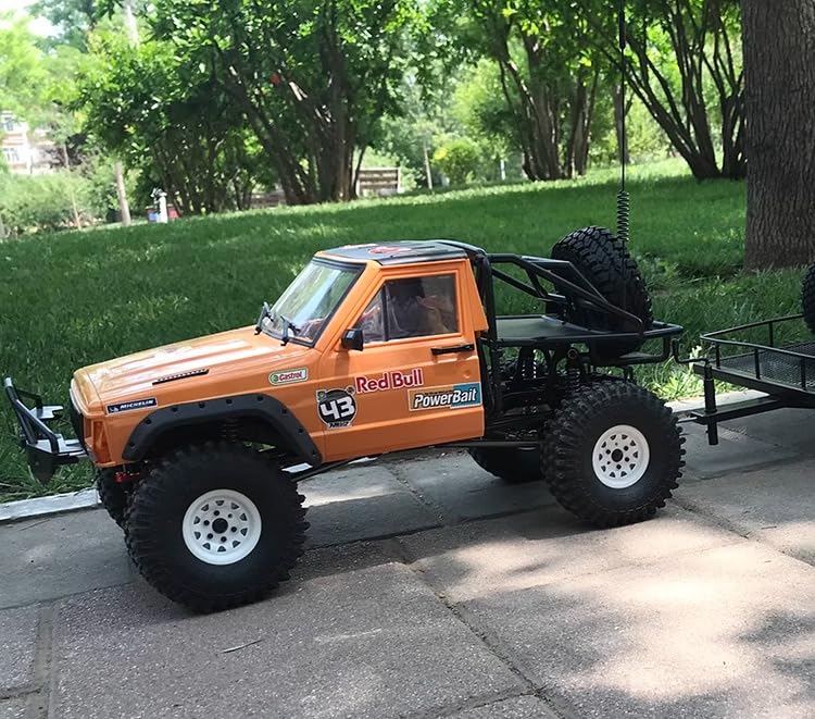 1/10 RC Hard Shell Cab & Back-Half Cage Body Shell Kit for 1/10 RC Crawler TRX4 SCX10 90046 AT4 GEN 8 Scout II,313mm Wheelbase Cherokee Upgrade and Modify (Orange) - color: Orange