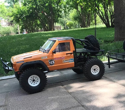 1/10 RC Hard Shell Cab & Back-Half Cage Body Shell Kit for 1/10 RC Crawler TRX4 SCX10 90046 AT4 GEN 8 Scout II,313mm Wheelbase Cherokee Upgrade and Modify (Orange) - color: Orange