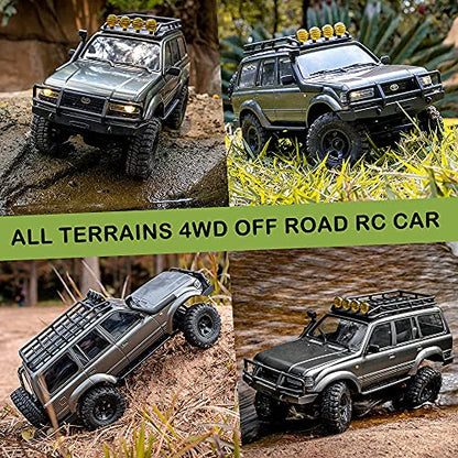 Fms FCX18S 1/18 Land Cruiser LC80 S RC Rock Crawler Scale Katana Toyota RC Car 2.4Ghz 4WD Off-Road Waterproof RC Trucks Vehicle RTR All Terrains Hobby Grade Climbing Car for Boys Adults