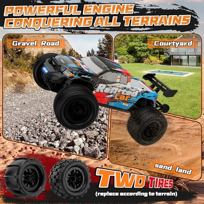 1:16 4X4 High-Speed 40-50+KM/H(Peak) RC Cars Monster Truck - 390 Motor Durable axle & Suspension RC Truck | 3000mAh Batteries | rc Car Toys Back-to-School Season Birthday for Teens Aged 14+ - color: Highspeed Rc Car-blue