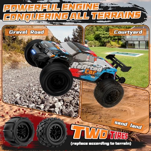 1:16 4X4 High-Speed 40-50+KM/H(Peak) RC Cars Monster Truck - 390 Motor Durable axle & Suspension RC Truck | 3000mAh Batteries | rc Car Toys Back-to-School Season Birthday for Teens Aged 14+ - color: Blue-black