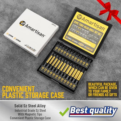 Amartisan Torx Bit Set, 24-Piece S2 Steel, 1" & 2.3" Long T5 - T40, Security, Tamper Resistant Fastener Drive Bit - style: 24-Piece Security Torx Bit Set (Torx)